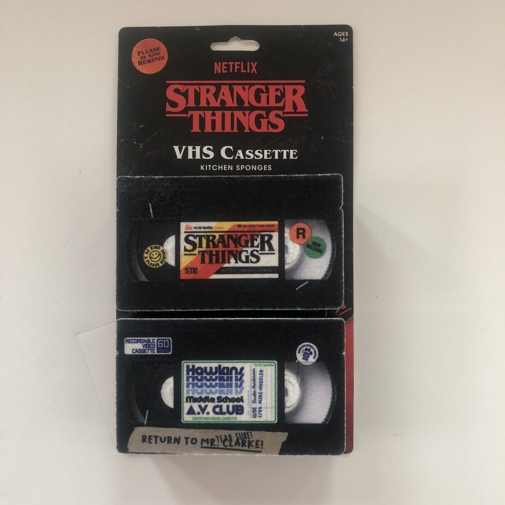 Stranger Things Netflix Retro VHS Video Cassette Kitchen Sponge Set Gag Gift NEW
